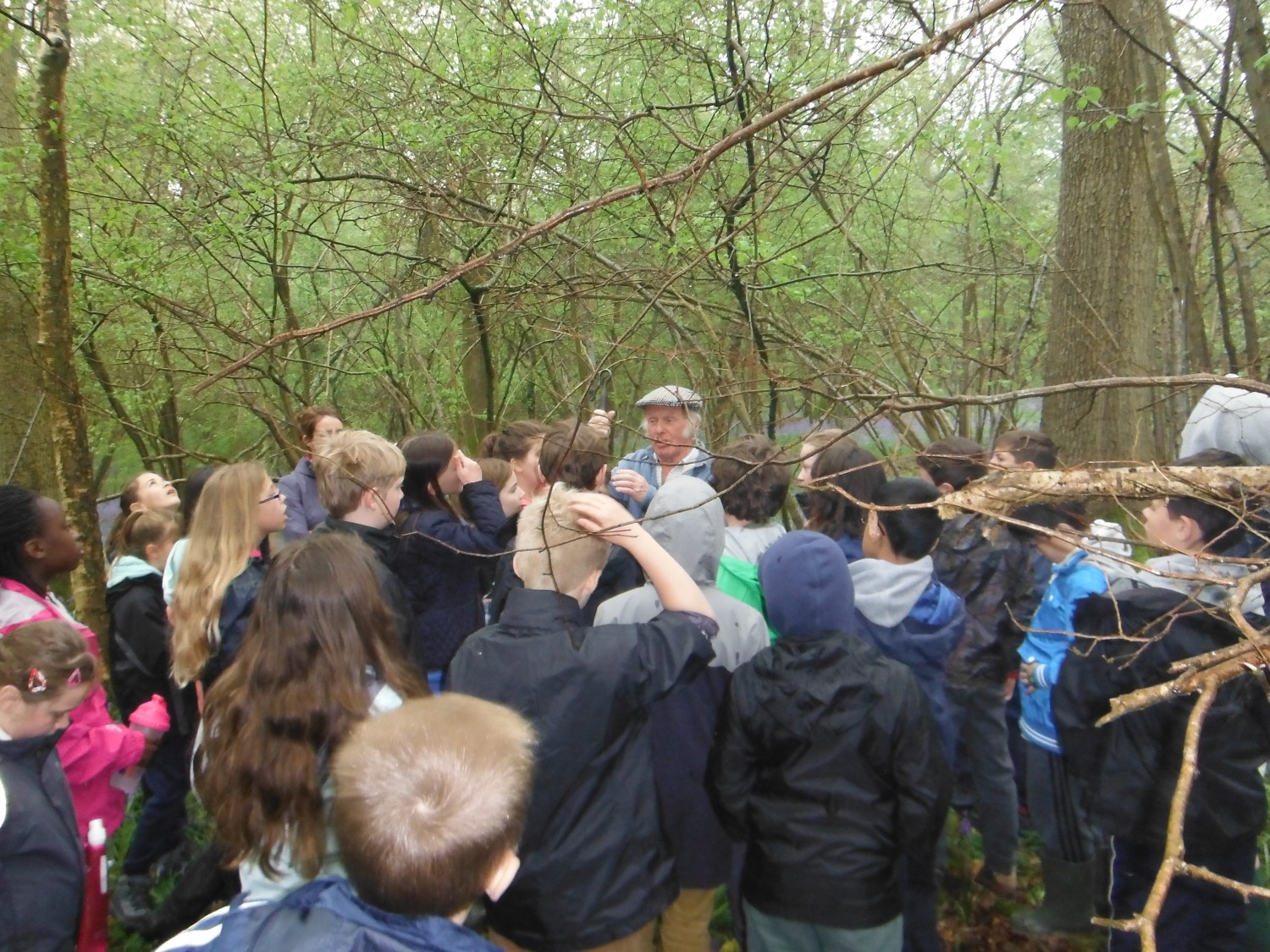 School farm walk with Derek and group listening